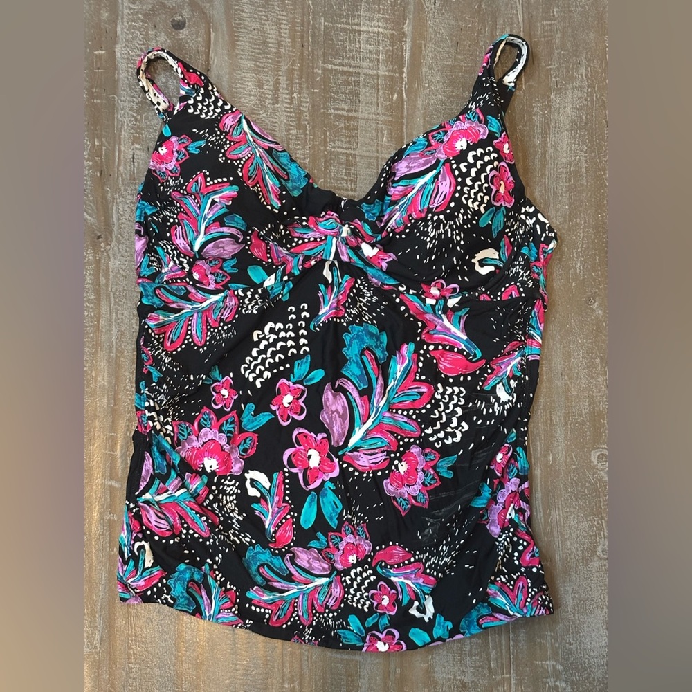 Anne Cole Floral Underwire Plus Size Tankini Top 18W